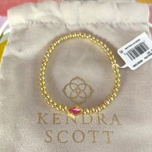 KENDRA SCOTT "ABBIE" GOLD BEADED STRETCH BRACELET IN AZALEA ILLUSION NWT